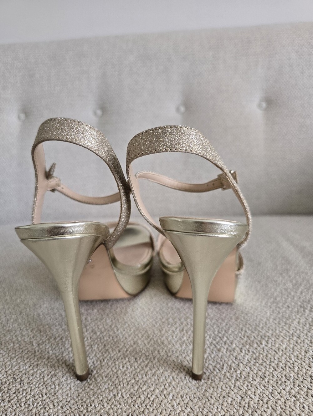 Nina Champagne Glitter Strappy Platform Sandal, Size 7 - Picture 6 of 11